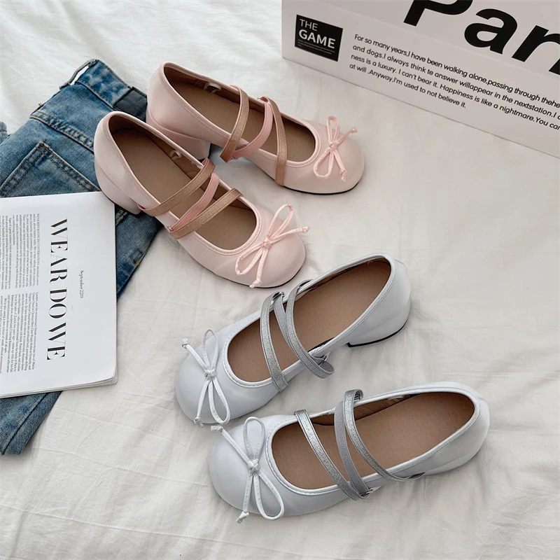 New Spring Autumn Mary Jane Shoes Fashion Shallow Round Toe Mid Heel Shoes Ladies Elegant Outdoor Single Pumps Shoes for Women