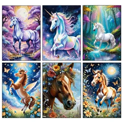 Horse and Unicorn Diamond Painting Cartoon Animal Full Diamond Mosaic Water Diamond Hand Embroidery Cross Stitch Home Decoration