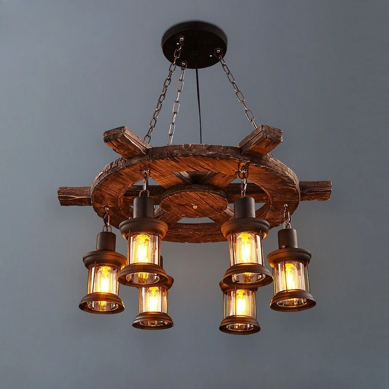 

Retro industrial style restaurant bar counter personalized light, net coffee clothing store boat wood living room boat rudder ch