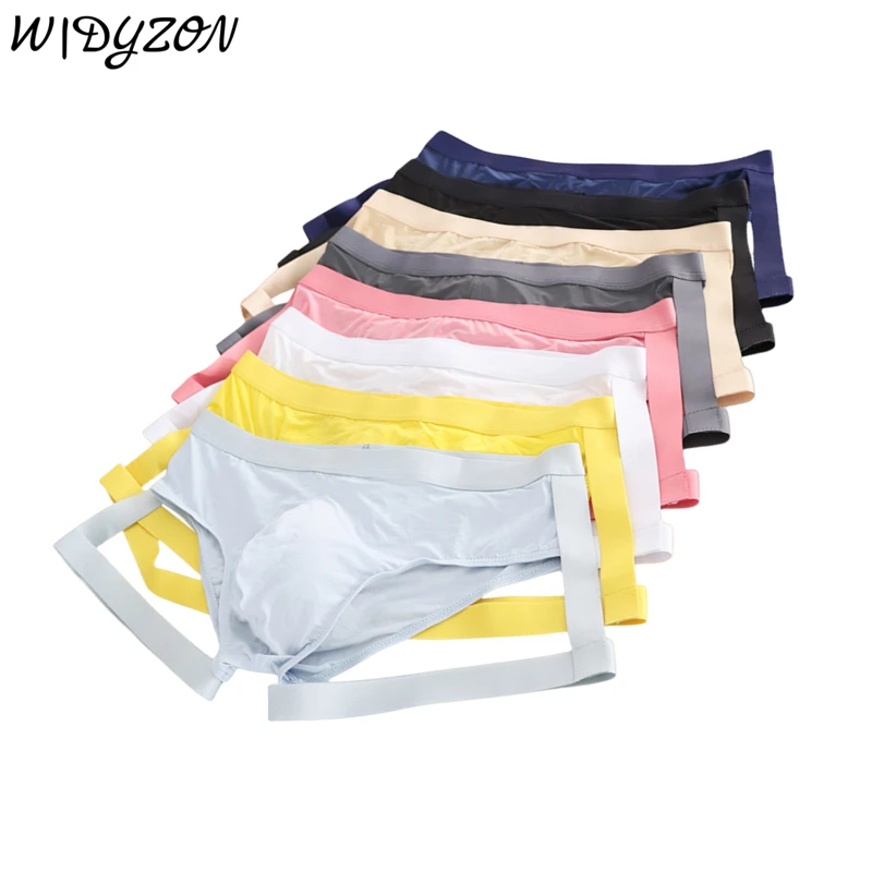 

Мужские трусы-брифы из ледяного шелка, 4 шт., дышащие, с U-образным вырезом, быстросохнущие, однотонные, сексуальное нижнее белье для мужчин