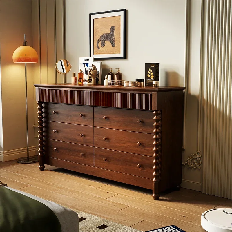 Solid wood entrance cabinet living room bedroom side cabinet American decorative cabinet
