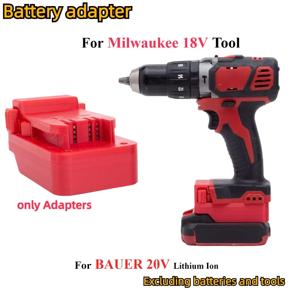 

Adapter/Converter For BAUER 20V Li-ion Battery TO Milwaukee 18V Cordless Electric Drill Tools accessory (Only Adapter)