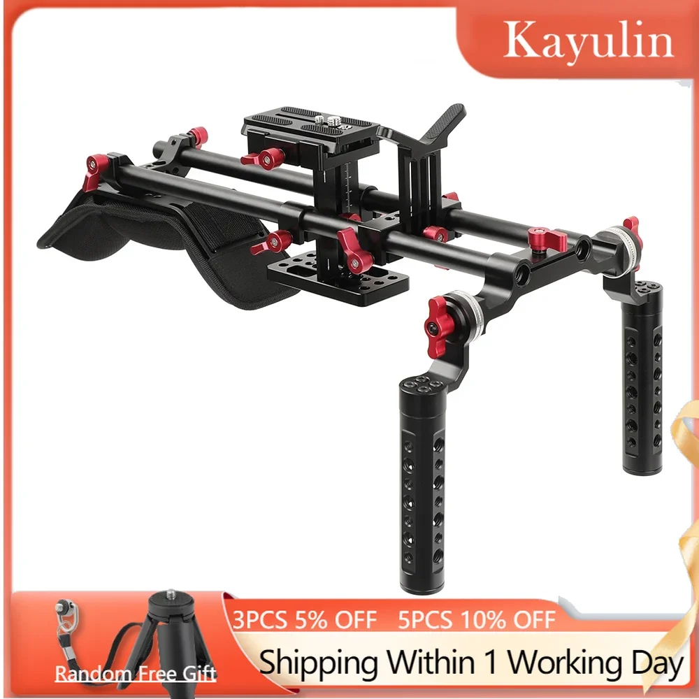 

Kayulin Dslr Camera DV Camcorder Shoulder Mount Rig Kit With Manfrotto QR Plate 15mm Railblocks Supporting System Lens Support