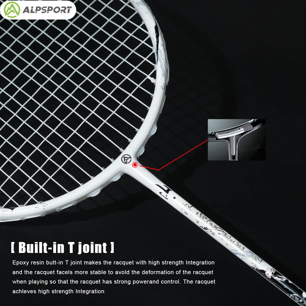 Alpenport Inkt Tekening SS 4U G5 100% koolstofvezel racket ontworpen voor trainingsrackets. Maximaal gewicht 24lbs Racket snaren Professioneel badmintonracket