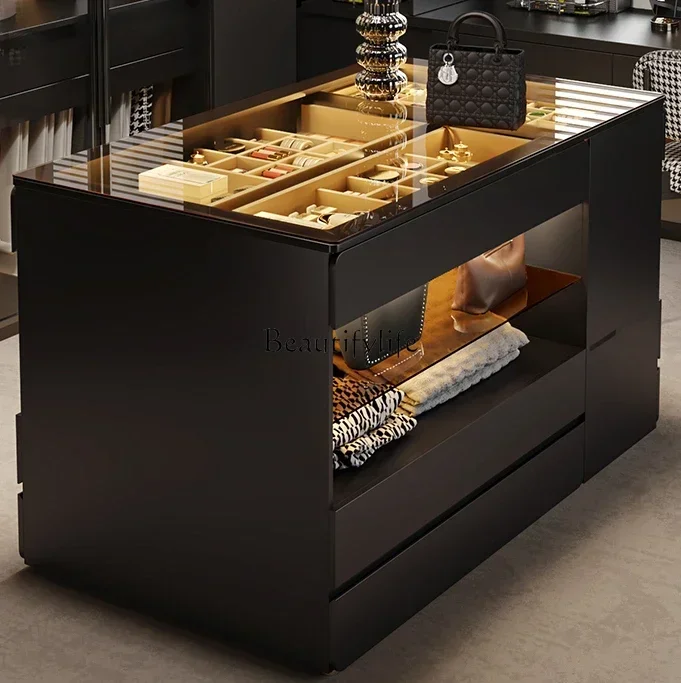 

66.Modern Minimalist Cloakroom Island Cabinet Jewelry Display Household Double-Sided Chest of Drawers