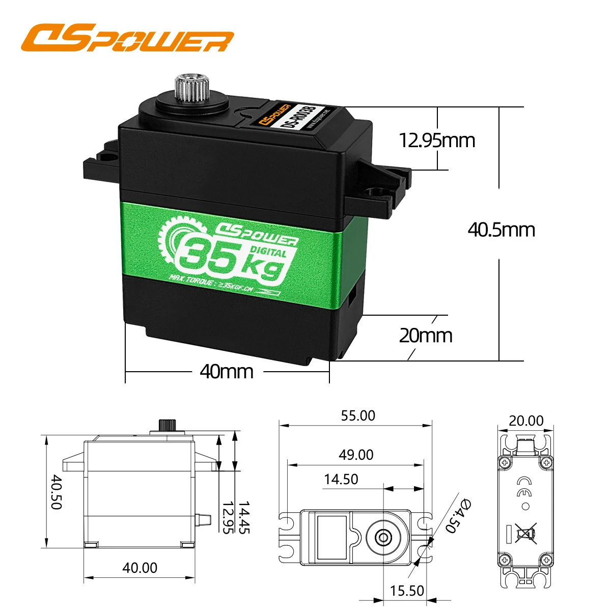 DSpower 35KG 8.4V HV กันน้ําเกียร์โลหะ Servo สําหรับ 1/8 1/10 RC รถ Crawler เรือแขนหุ่นยนต์ Axial Scx10 TRX4 TRX6 อะไหล่ของเล่น