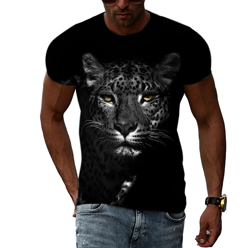 Cool Tiger Summer Fashion Domineering Casual Personality 3D Harajuku Print Men\'s Comfortable Round Neck Short Sleeve T-Shirt Top