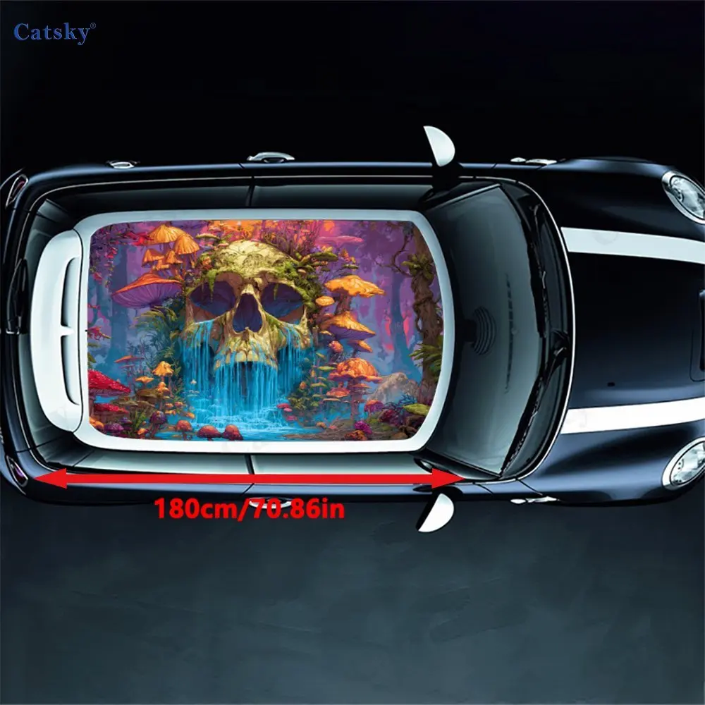 Skull Mushroom Falls PVC material self-adhesive waterproof car roof sticker, paste firm and anti-ultraviolet, waterproof and scr