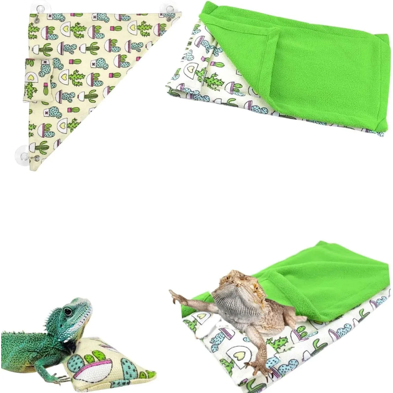 

Bearded Dragon Hammock Sleeping Bag Set-Pet Bed with Pillow and Blanket Provides a Soft and Warm Hiding Habitat for Your Lizard