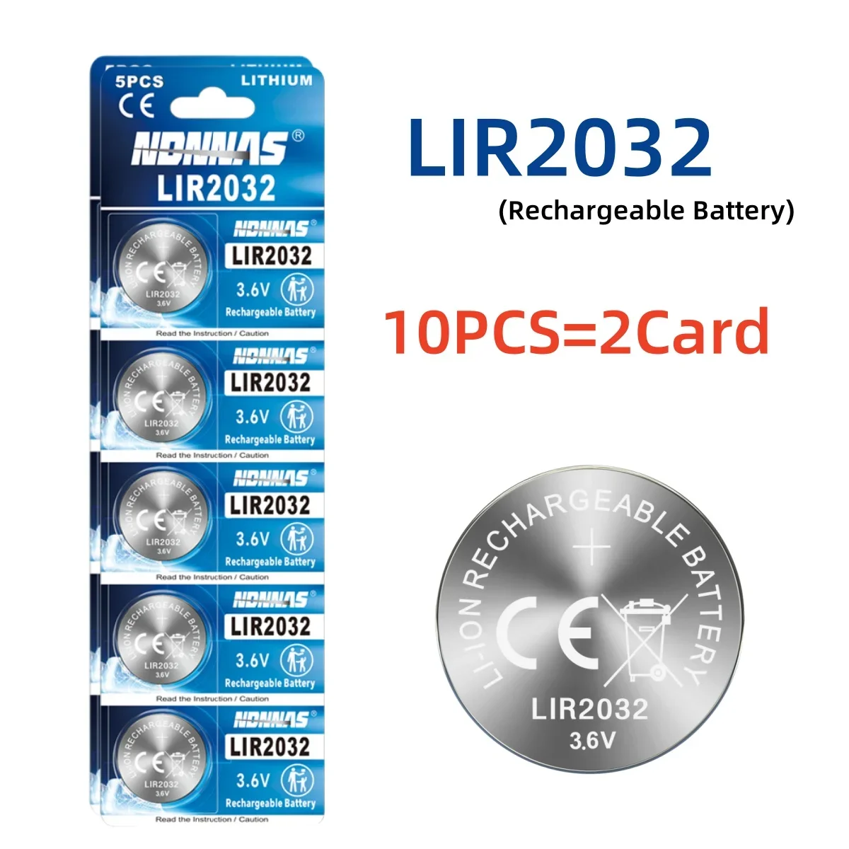 LIR2032 Lithium Battery Rechargeable Suitable for car keys, MP3 players, toys, wireless doorbells and emergency equipment. view 4