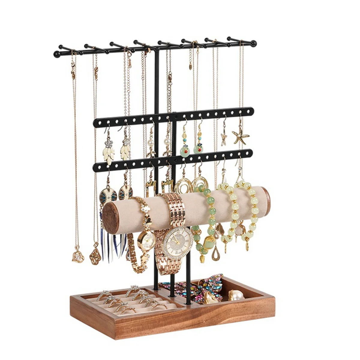 4 Tier Earring Jewelry Rack Multi-Functional Hairband Watch Bracelet Bangle Display Rack Ring Jewelry Necklace Stand