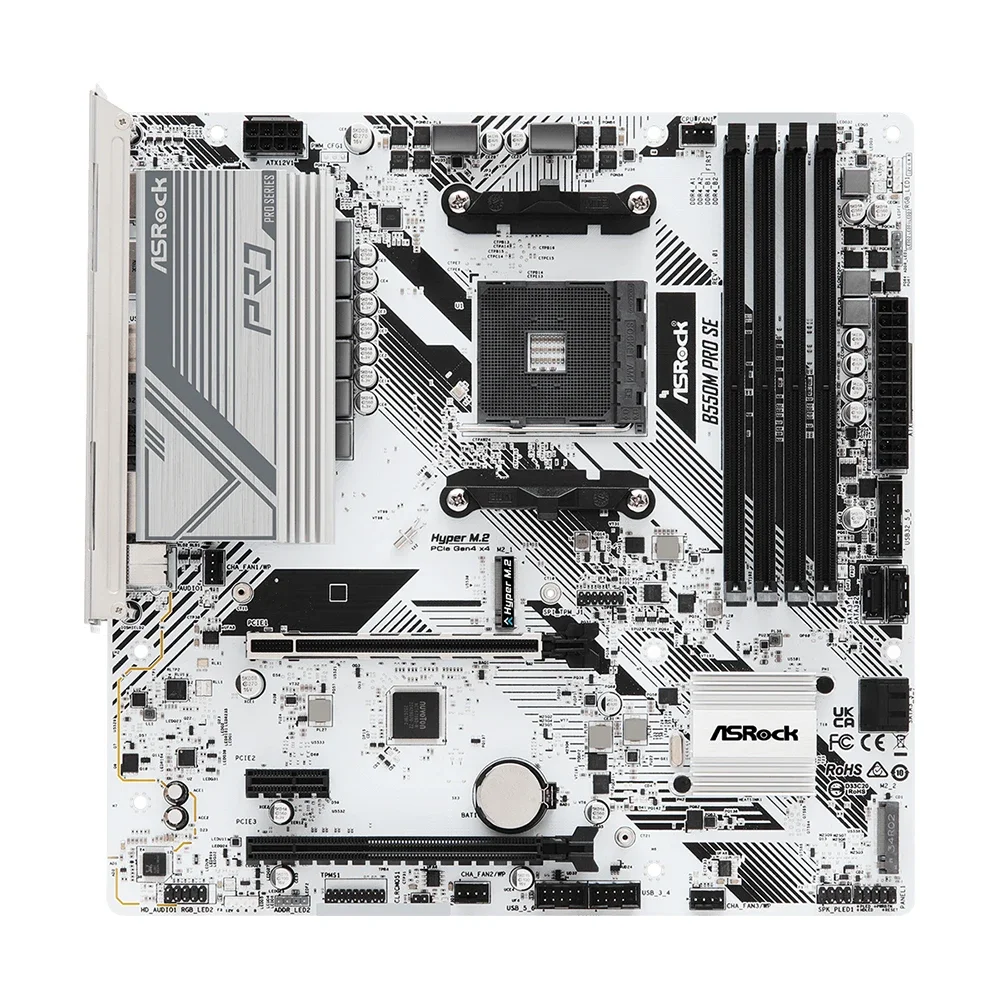

ASRock DDR4 128 ГБ PCIe4.0 M.2 SATA III USB 3.2 placa mae B550M PRO SE Настольная M-ATX Белая материнская плата B550 AMD Разъем AM4 Память