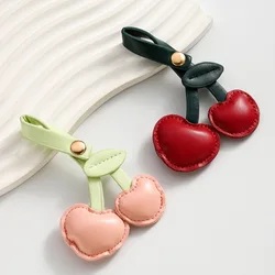 New DIY Cute 3D Peach Heart PU Love Cherry Keychain Pendant Cherry Car Bag Hanging Accessories Wholesale