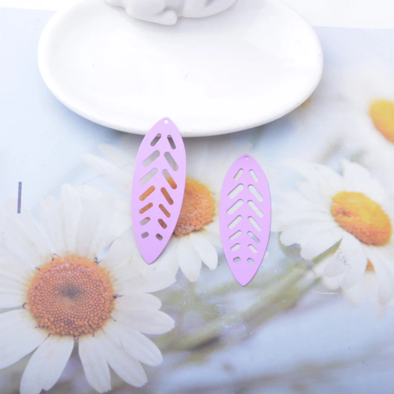 10 Stück AB8144 Messing-Filigran-Anhänger mit langen Blättern, bunte Ohrringe, Anhänger für DIY-Schmuckherstellung – Detail 9