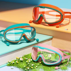 Kids Swimming Goggles with Big Frame, HD Lens and Anti-fog, Waterproof Children's Swim Goggles for Boys and Girls