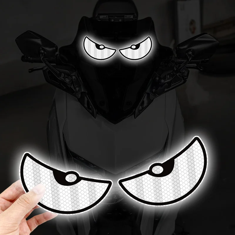 1Pair Demon Eyes Reflective Motorcycle Stickers Waterproof  for Helmet Motorbike Headlight Fuel Tank Night Driving Safety Decals