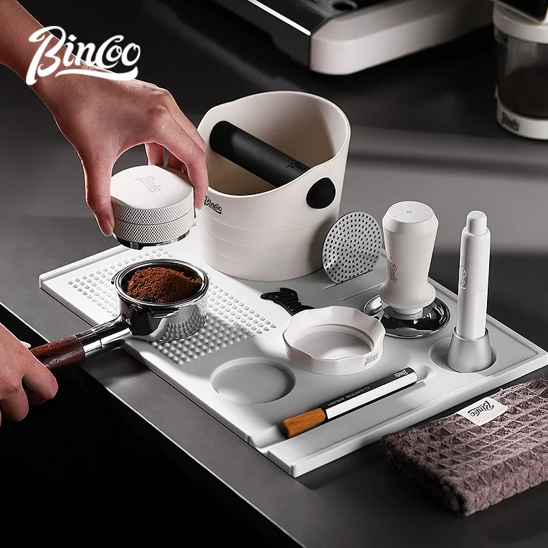 Bincoo Multi functional Powder Pressing Mat, Home Coffee Storage Mat, Bar Mat, Drain Mat, Slag Bucket, Cloth Powder Set