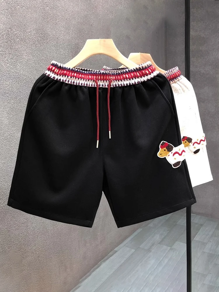 American Sle Sausage Dog 3D Patchwork orts Men's Summer Trendy Design Color Blo Five-Point Casual Couple Sweatpants