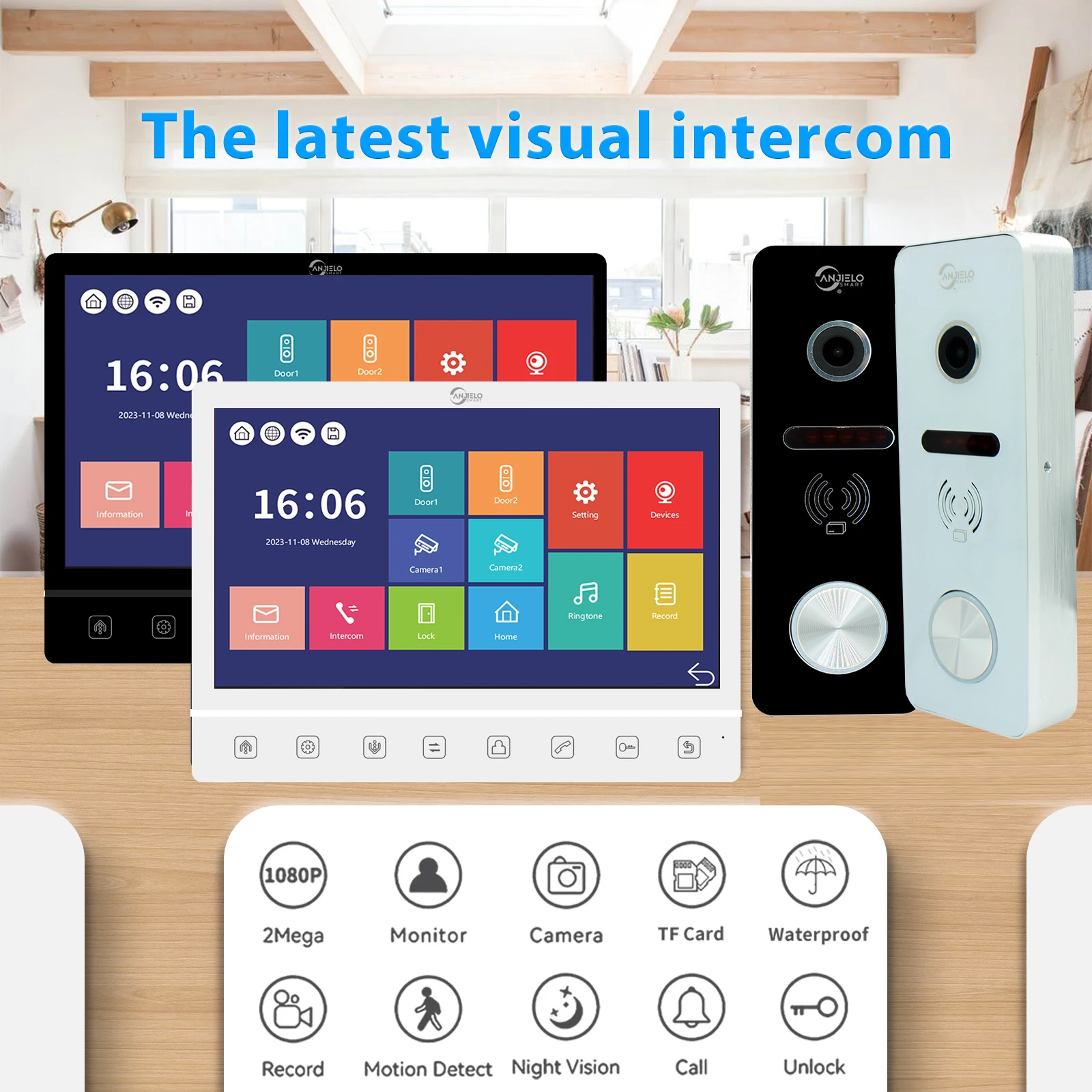 Tuya 1080P 10 Inch Color Touch Screen Wireless WiFi  Intercom Video Doorbell Smart APP Home Kit for RFID Access Control System