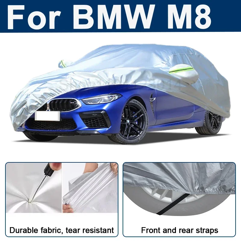 

Outdoor Full Car Cover For BMW M8 with Reflective Strips Waterproof Snowproof Dustproof UV Protection Auto Exterior Accessory