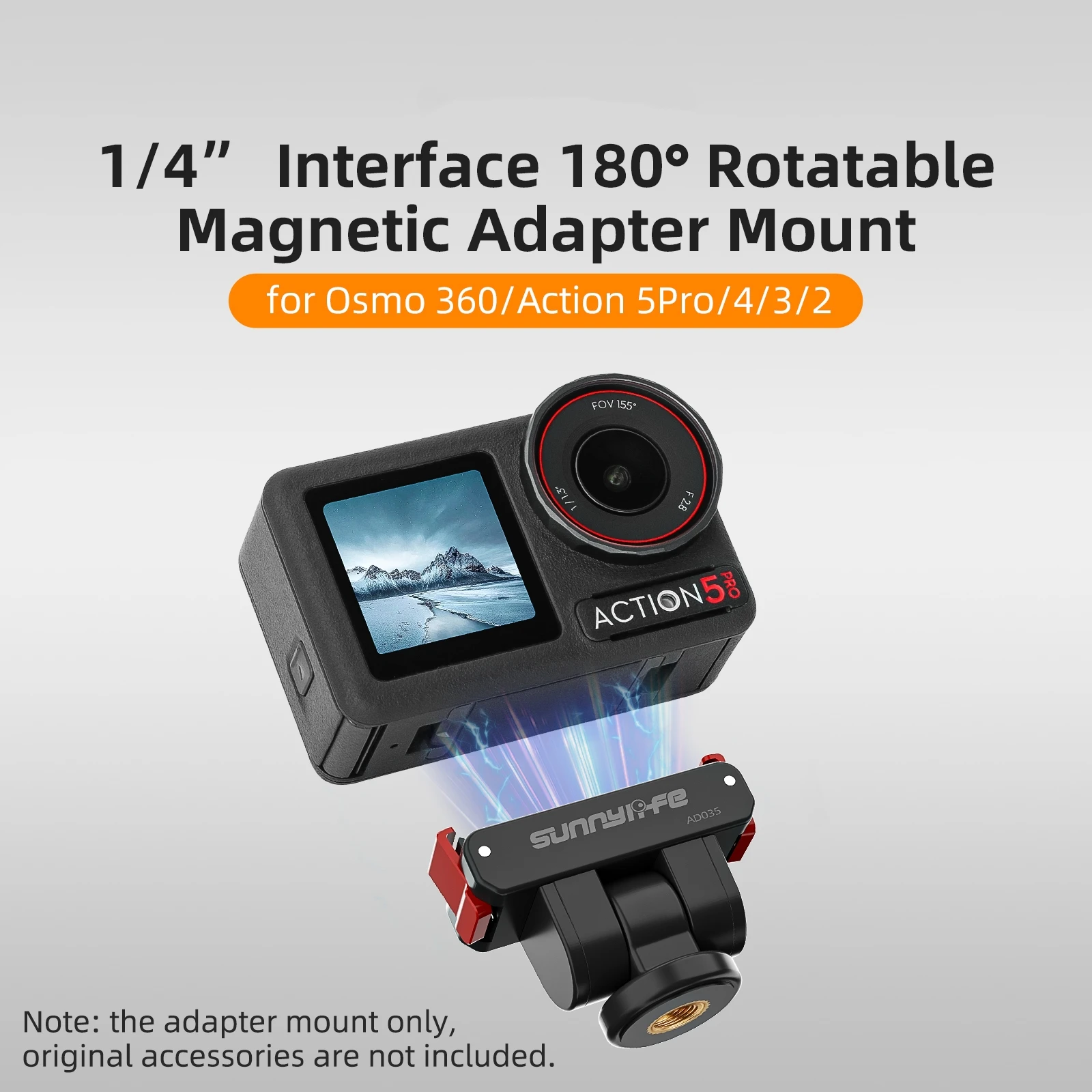 

Magnetic Adapter for DJI OSMO 360 1/4 Expansion Piece with Adjustable ACTION 5 Pro Quick Release Board