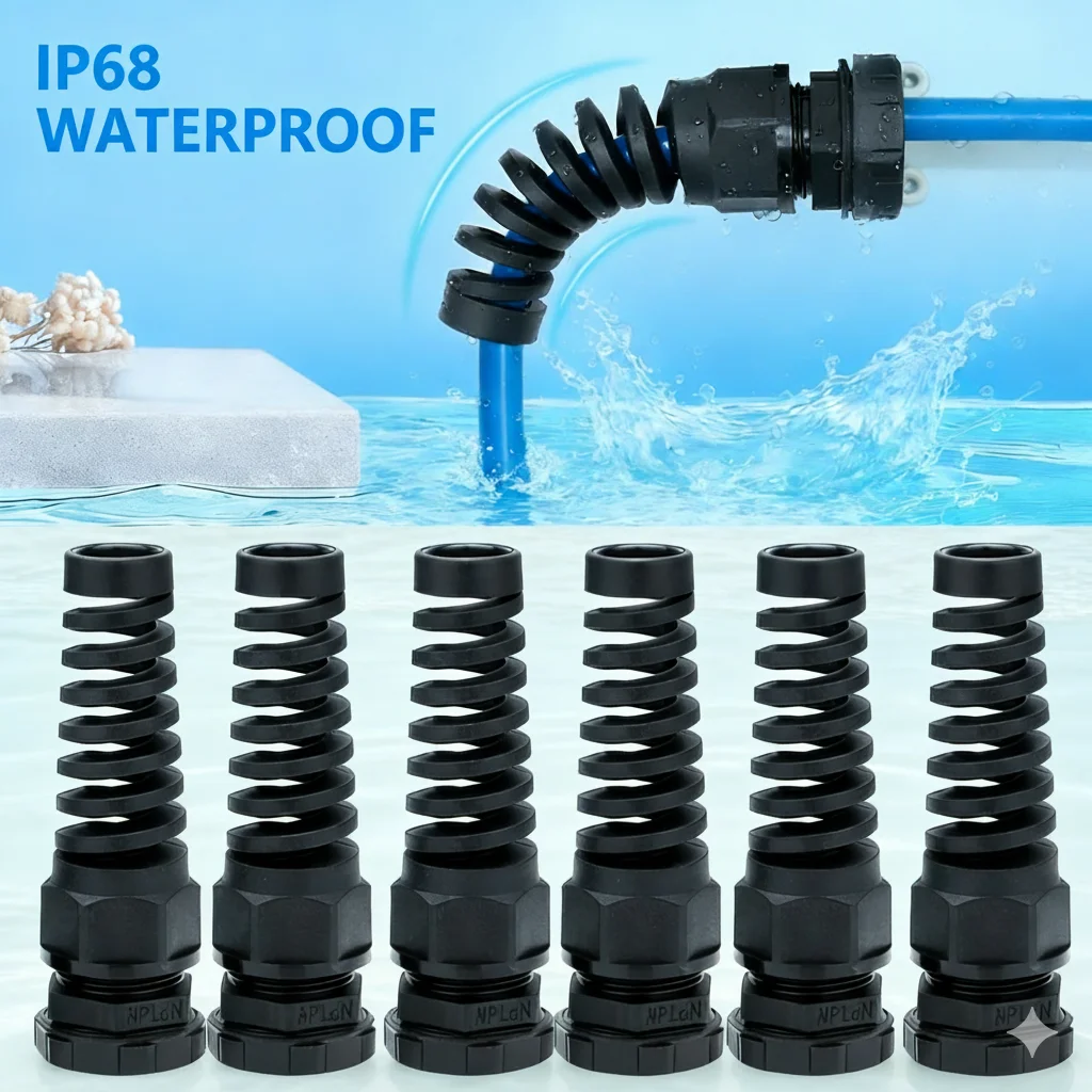 

IP68 Waterproof Cable Gland, Nylon Anti-Bend Cable Protector M16 PG7 PG9 PG11 PG16 Cable Glands Plastic Nylon Cable Connector