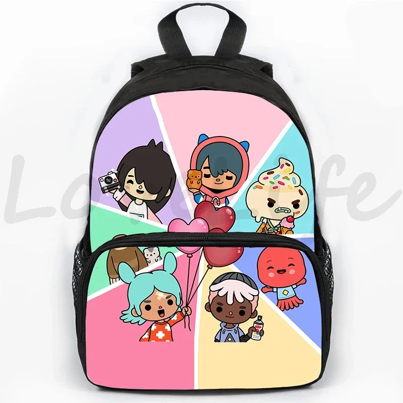 Sac à dos souple Toca Life World pour garçons et filles, sacs d'école de dessin animé mignon, cartable étanche pour étudiants, 16 pouces