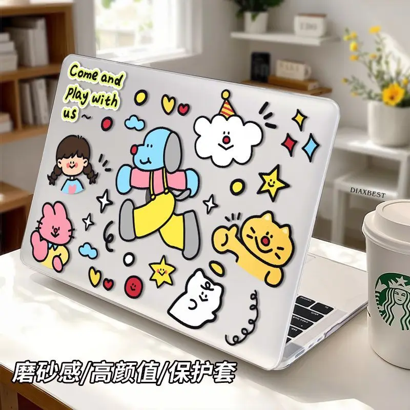 Korean Graffiti Cartoon Cute for Macbook Air 13.6 15 M1-M5 Pro 14 M4 M3 16 M2 for Mac Crystal Cover A2681 A3113 A2442 A2941 Slim