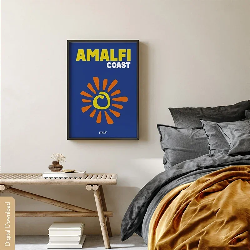Ibiza Miami Riviera Santorini Waikiki Maldives Travel Famous Places Posters and Prints Canvas Painting for Modern Home Decor