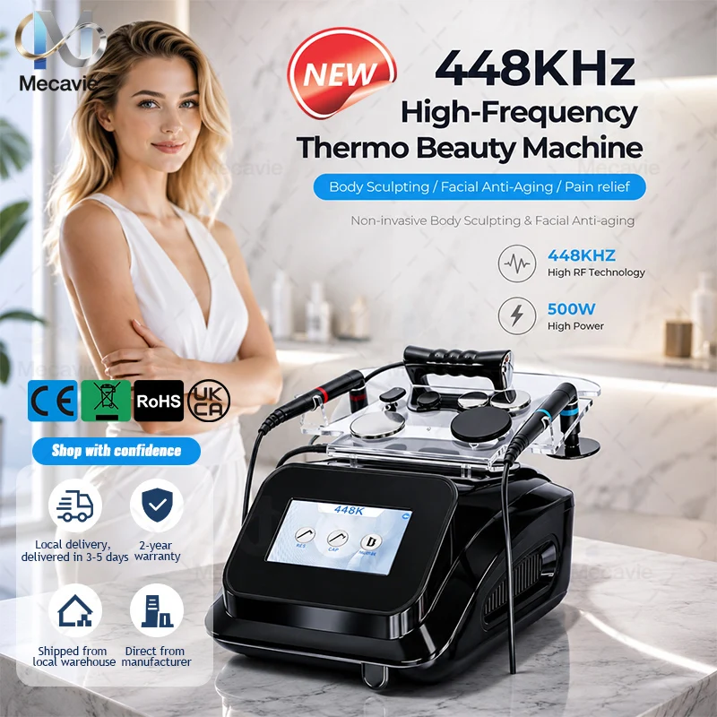 Professional 448K Tecar Therapy Machine 500W High Frequency Deep Heat Body Sculpt Anti-Aging Facial Lifting Pain Management Equi