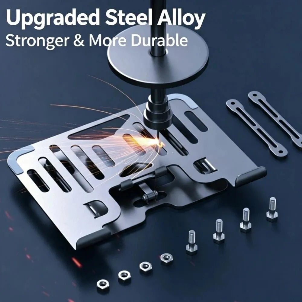 2-in-1 Laptop Stand Phone Holder Carbon Steel Ergonomic Laptop Cooling Stand Heavy Duty Foldable Notebook Rack Streaming