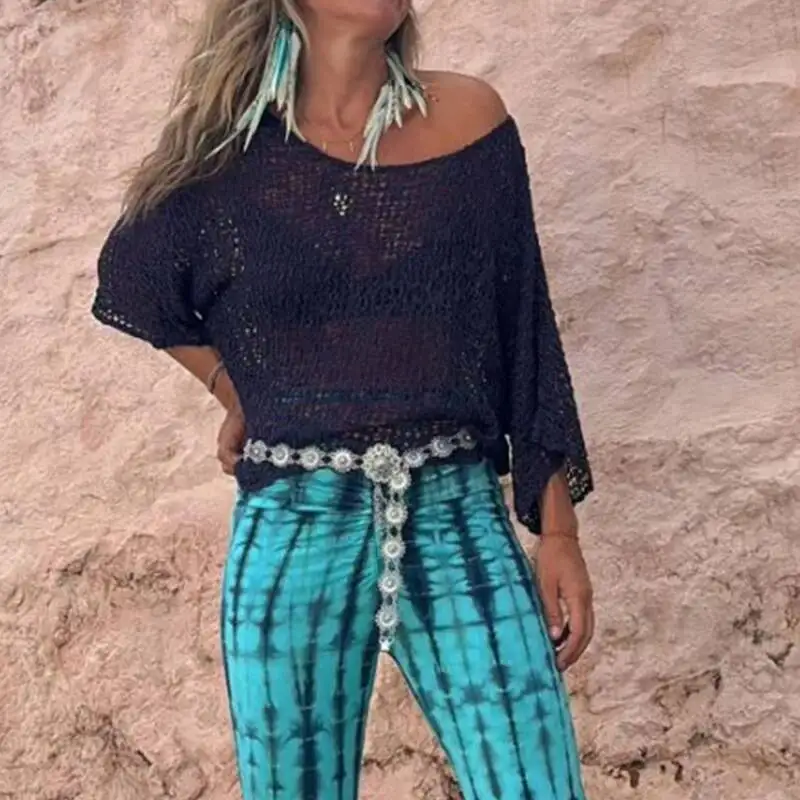 Moda hollowo solto protetor solar camisa sexy ombro inclinado malha cobrir ups topos feminino elegante o pescoço manga longa pulôver sólido