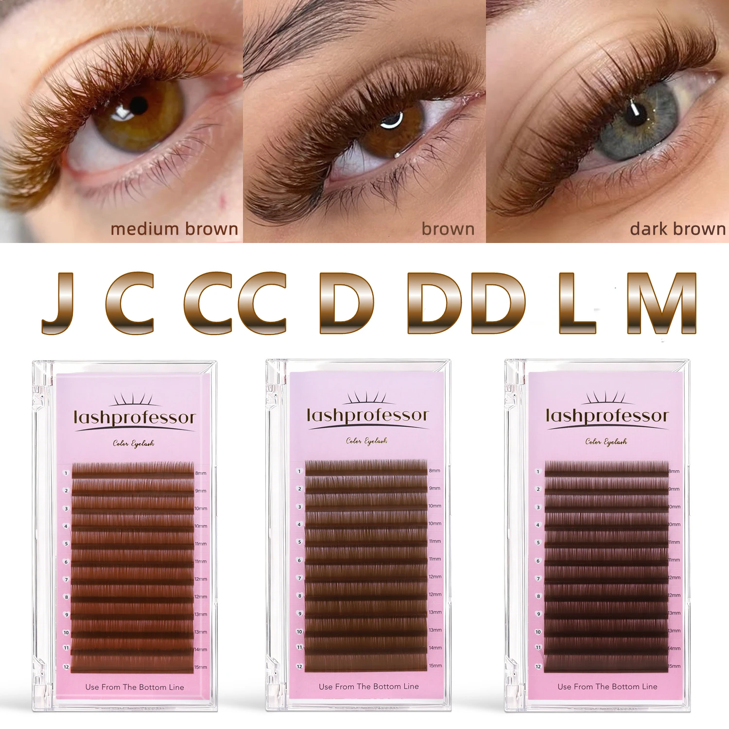 Eyelash Extension Medium - Lashprofessor L M Curl Brown Individual