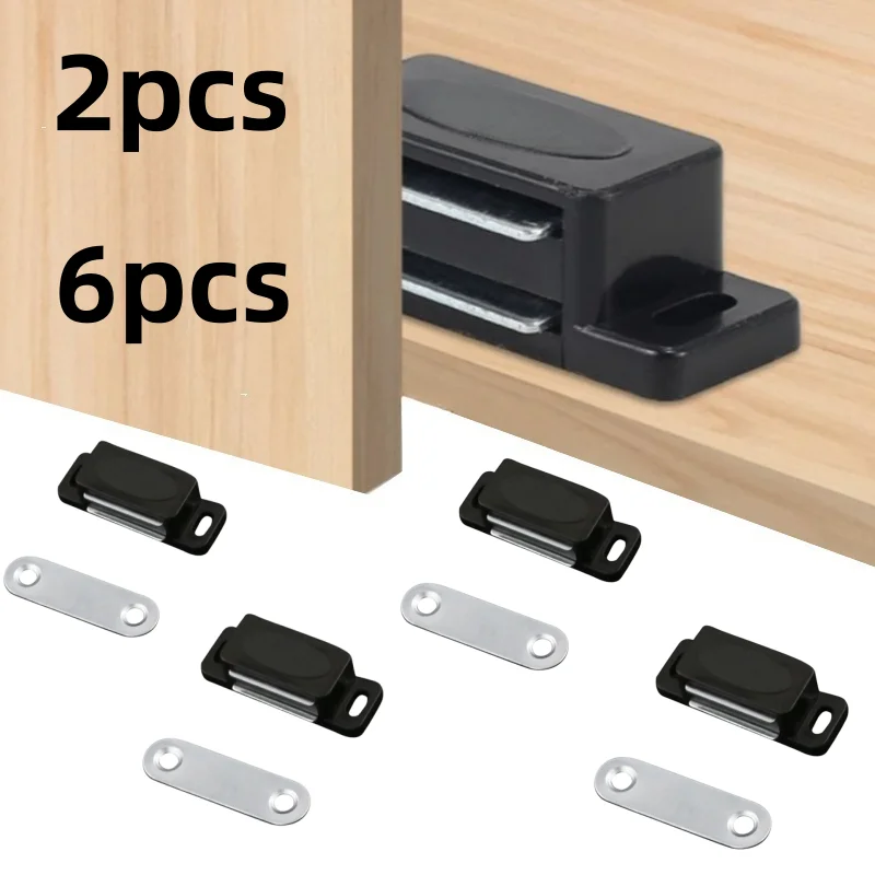 Cierrapuertas magnético negro, utilizado para armarios, puertas de zapateros, accesorios de herrajes, cierre de puerta, 2/6 Uds.