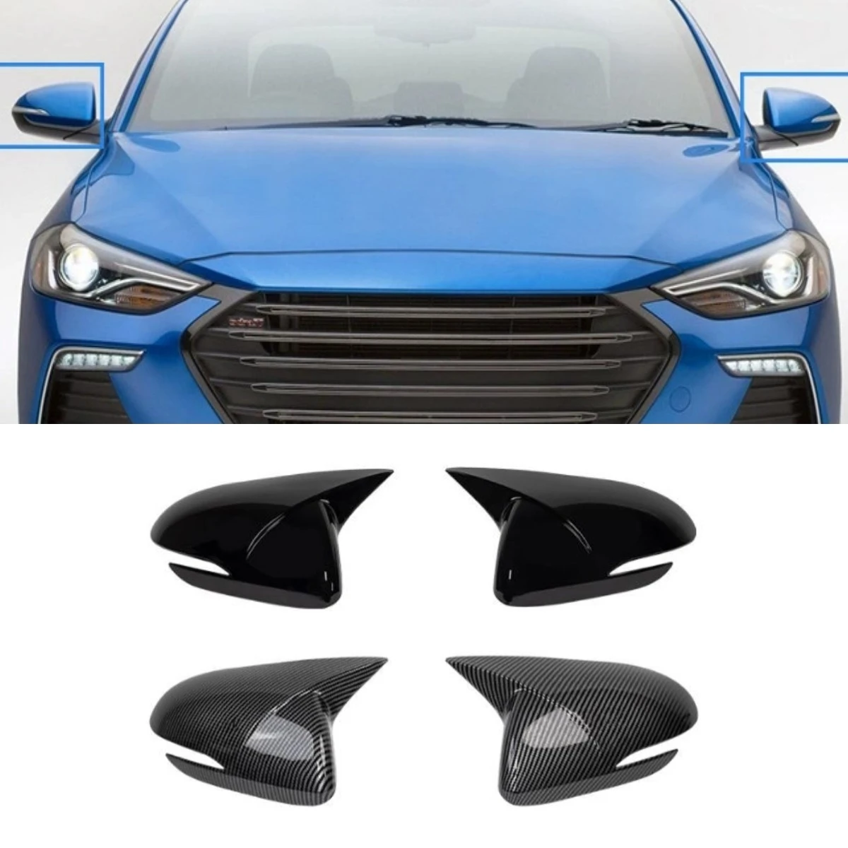 

Автомобильный чехол заднего вида, защитные колпачки для зеркал, чехол для зеркала заднего вида для Hyundai Elantra 2016-2019, комплект кузова, автомобильные аксессуары