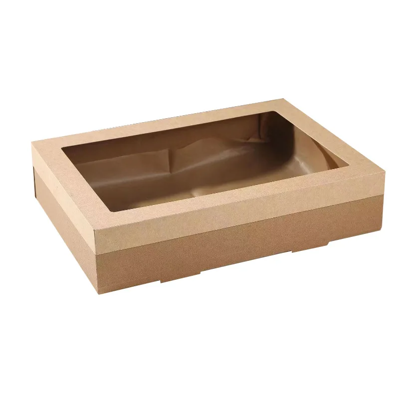 Custom Outdoor Camping Disposable Picnic Box Kraft Paper Lunch Box Fruit Bento Box Picnic BBQ Box Packing Box