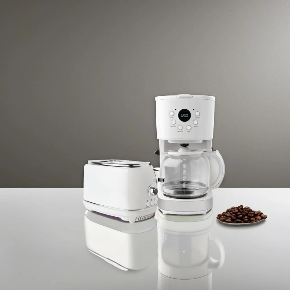 

12 Cup Programmable Coffee Maker with Brew Strength Control and Heritage Stainless Steel Bread Toaster 2 Slice Wide Slot,