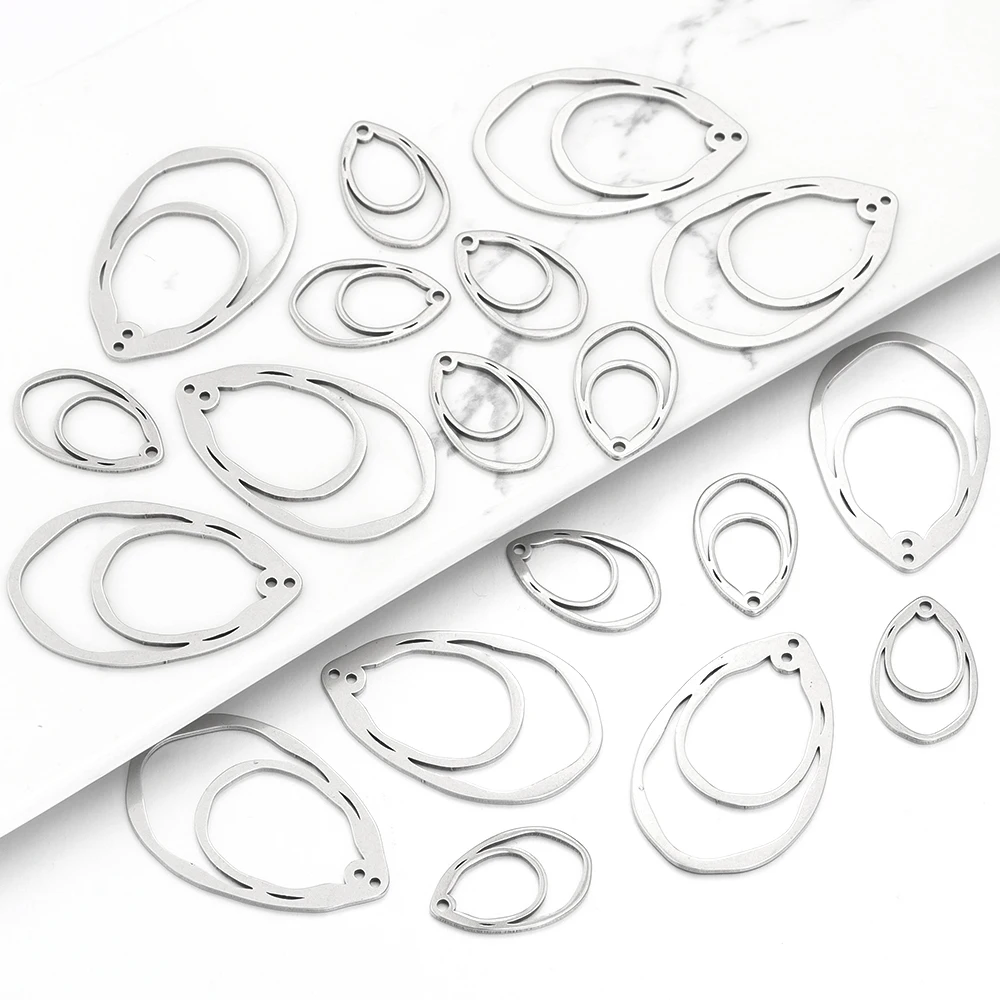10 Stück/Set, Edelstahl-Anhänger in Tropfenform, hohle Ausführung, zum Basteln von Schmuck, für DIY-Halsketten, Ohrringe und andere Schmuckaccessoires. – Detail 6