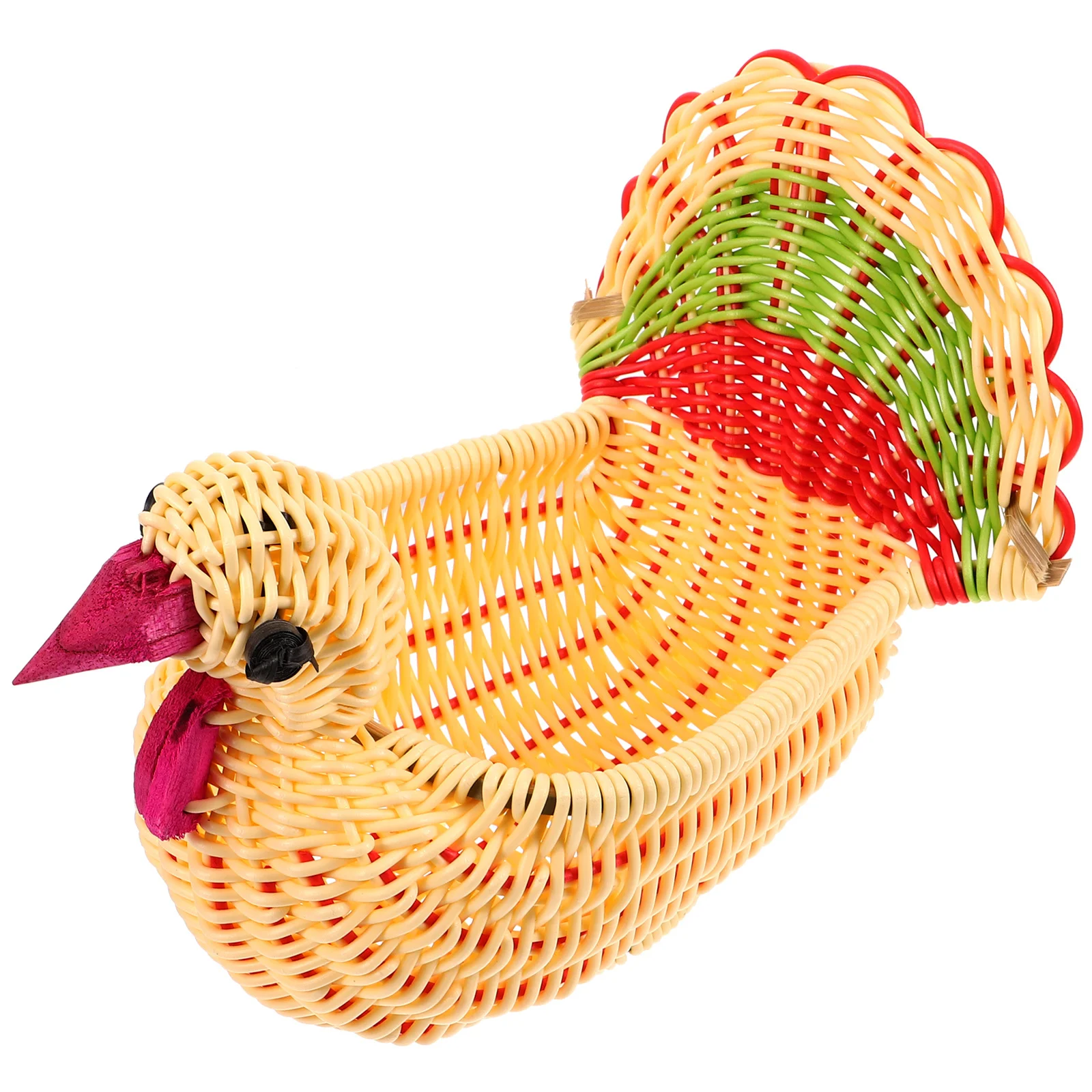 

Peacock Shaped Imitation Rattan Basket Multi-Functional Storage Woven Design for Kitchen Fruit Bread Snacks Organizer Household