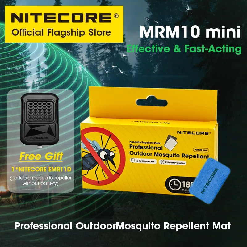 Nitecore 60 peças tapetes repelentes de mosquitos comprimidos tamanho duplo uso duplo para uso doméstico ao ar livre repelente de mosquitos elétrico emr10