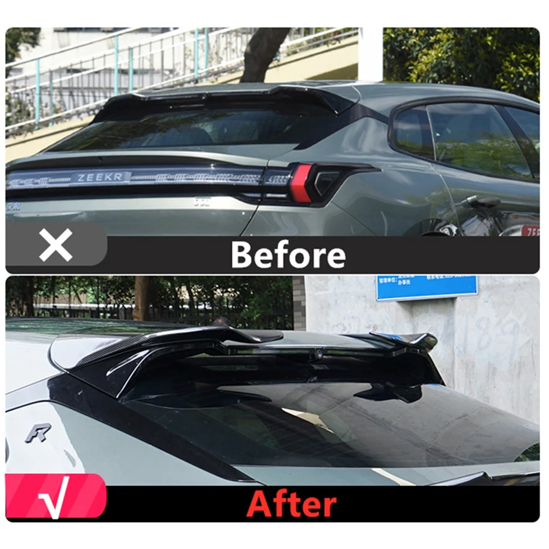 For ZEEKR 001 2021-2025 Car Roof Spoiler Decoration Cover Sticker Exterior Styling Sport Tail Fin Modification Accessories