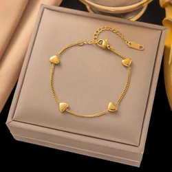316L Stainless Steel New Fashion Upscale Jewelry Love Heart Shape Charm Chain Bracelets For Women Couple Girl's Gift