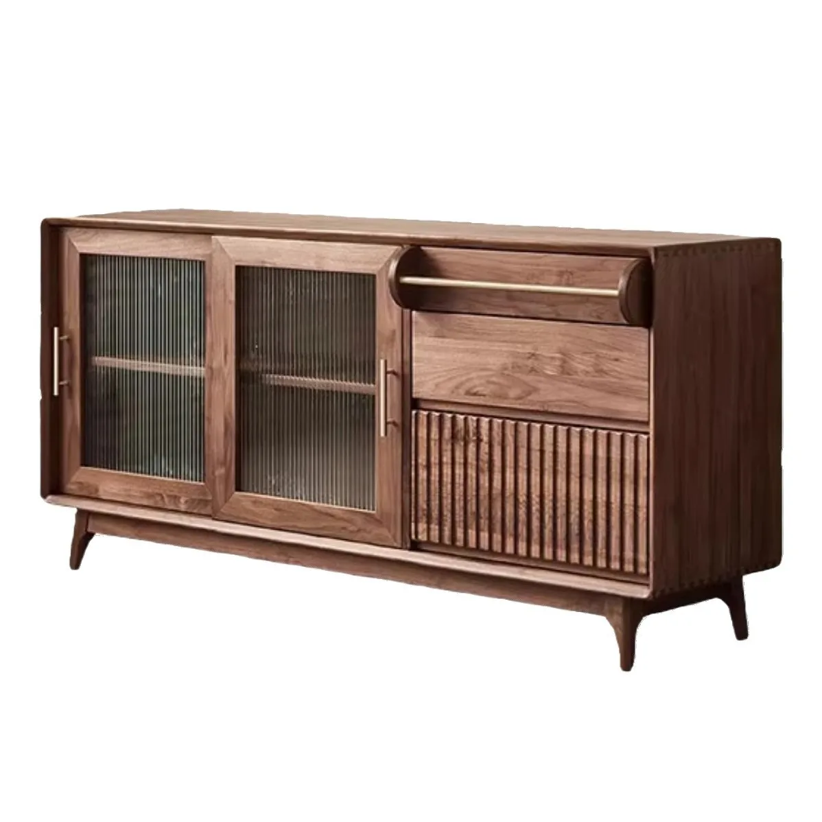 All solid wood black walnut dining side cabinet Nordic simple wall foyer porch restaurant tea cabinet locker