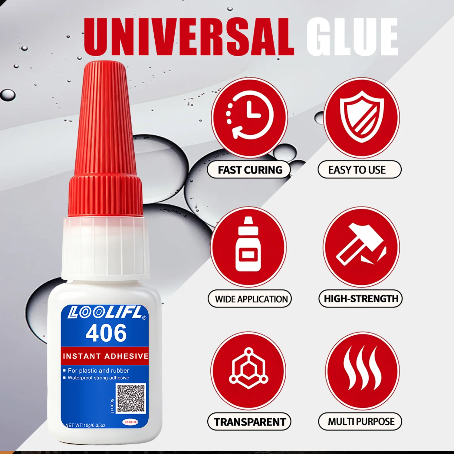 10G New Multi‑Purpose Super Glue 406 Instant High Strength Adhesive For Plastic Glass Wood Metal DIY Strong Bonding Repair Tools