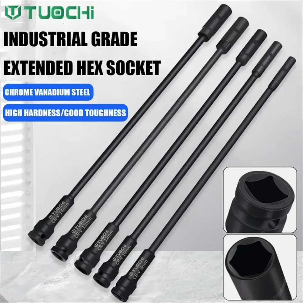 Super-longo 42cm Hex Soquete Chave Pneumática Elétrica Soquete de Impacto Reparação Automóvel Motocicleta Eletricista Ferramentas 1