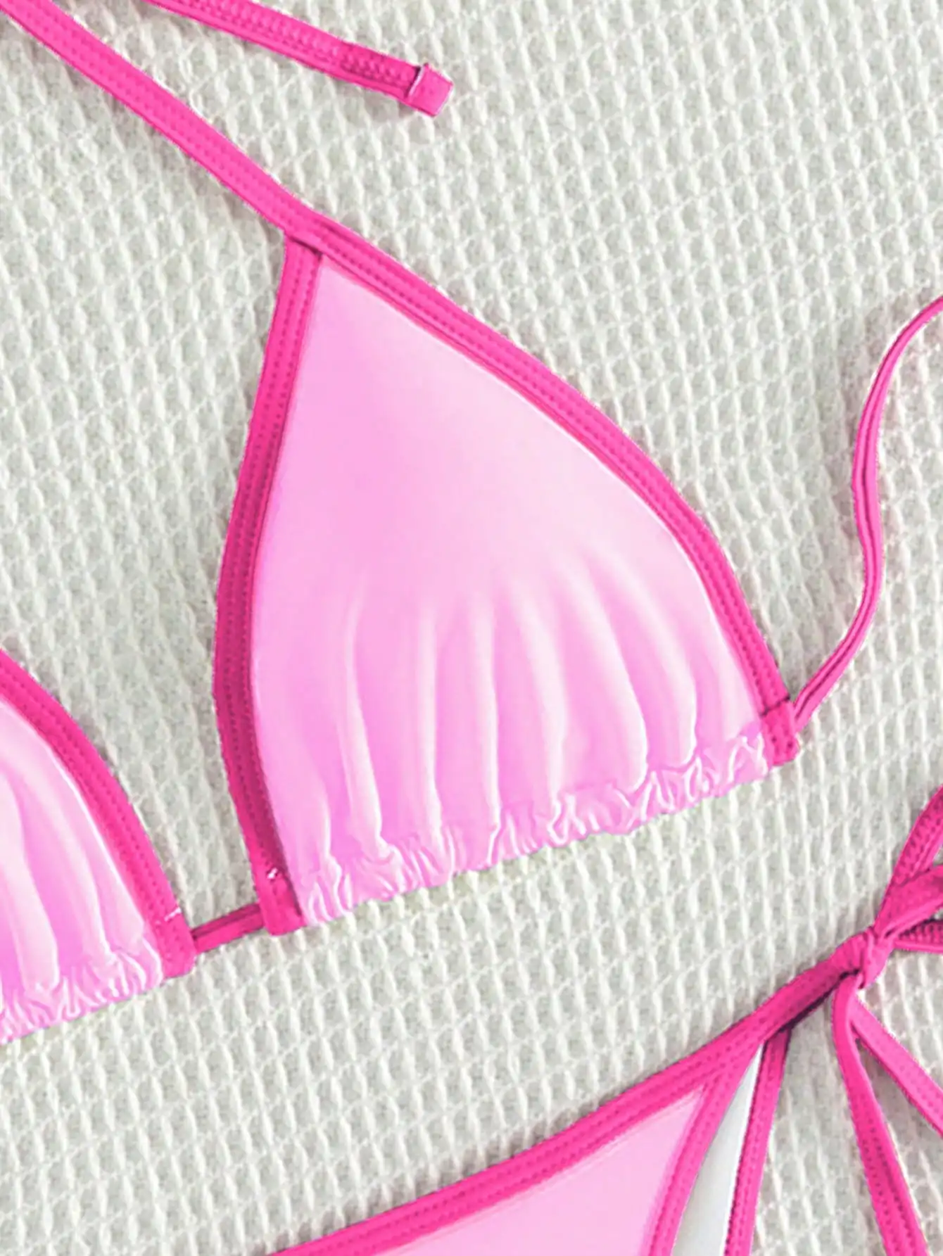 

Sexy Pink Halter Tie Bikini Set For Beach Vacation Summer