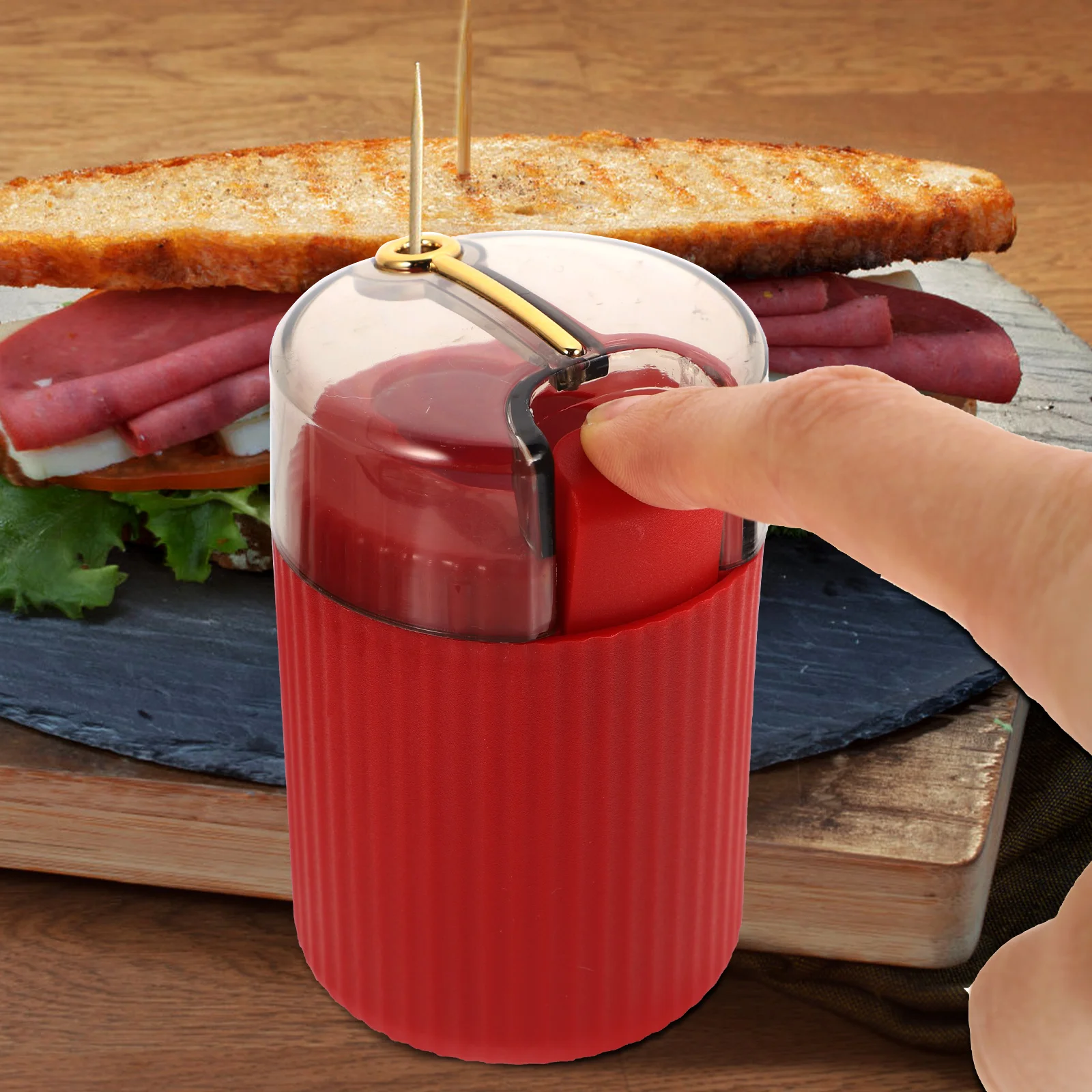 

2pcs Pressing Type Automatic Holder For Home Kitchen Desktop Dispenser Reusable Household Toothpick Storage Case Small