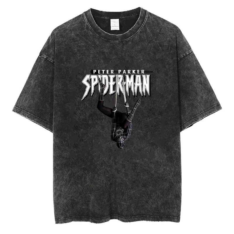 

PETER PARKER Spiderman T Shirt Classic Marvel Print T-shirt Y2k Harajuku Hip Hop Unisex Oversized Loose Streetwear Tees Cotton