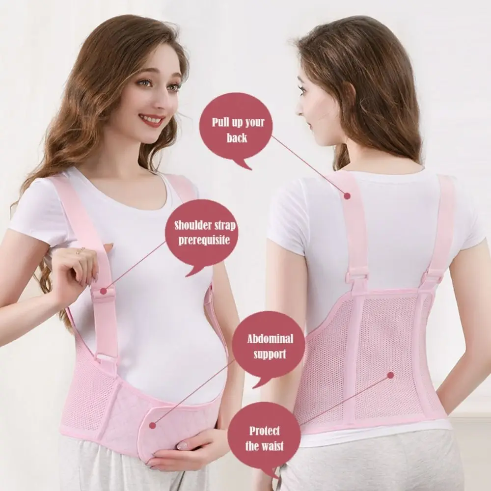 Adjustable Prenatal Support Belt Ultra-thin Breathable Maternity Belly Bands with Shoulder Postpartum Recovery Belly Band