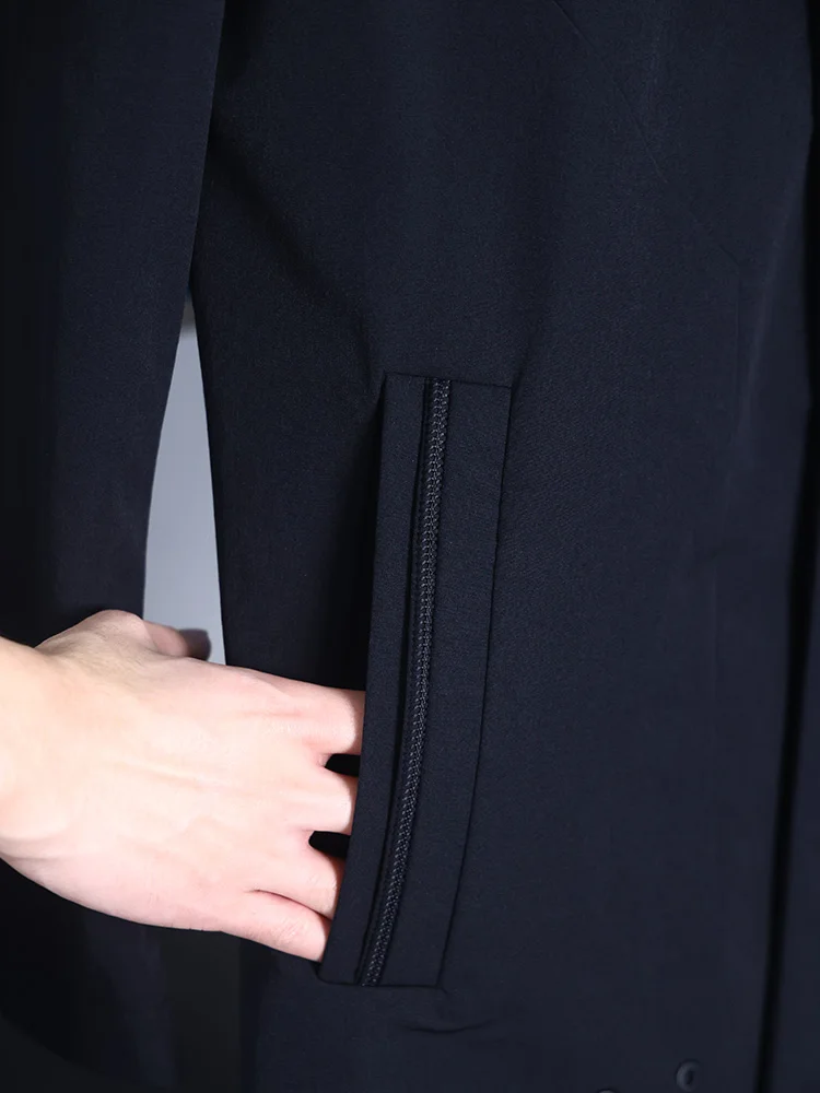 

Homesi Мужская повседневная удобная куртка средней длины с капюшоном Весна Осень Faion Urban Sle Stand Fit на молнии Soli...